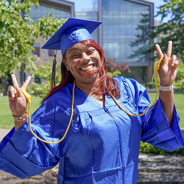 grad in blue regalia